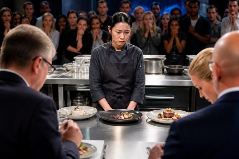 découvrez le suspense de la coupe culinaire américaine où emily yuen a été éliminée après un duel intense en trois services mémorables. une compétition pleine de saveurs et d'émotions.
