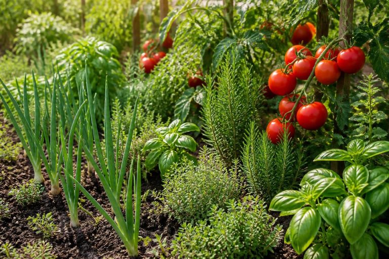 découvrez comment utiliser les plantes compagnes aromatiques pour protéger et renforcer vos cultures, de l’oignon à la tomate, pour un jardin plus sain et naturel.