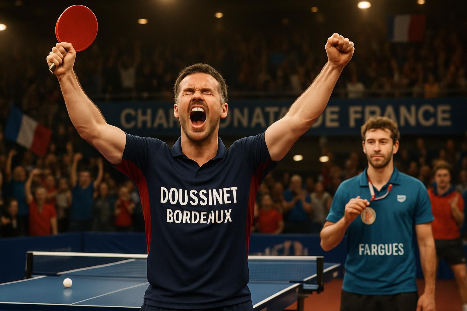 revivez les moments forts des championnats de france de tennis de table avec doussinet de bordeaux sacré champion et fargues décrochant la médaille de bronze.